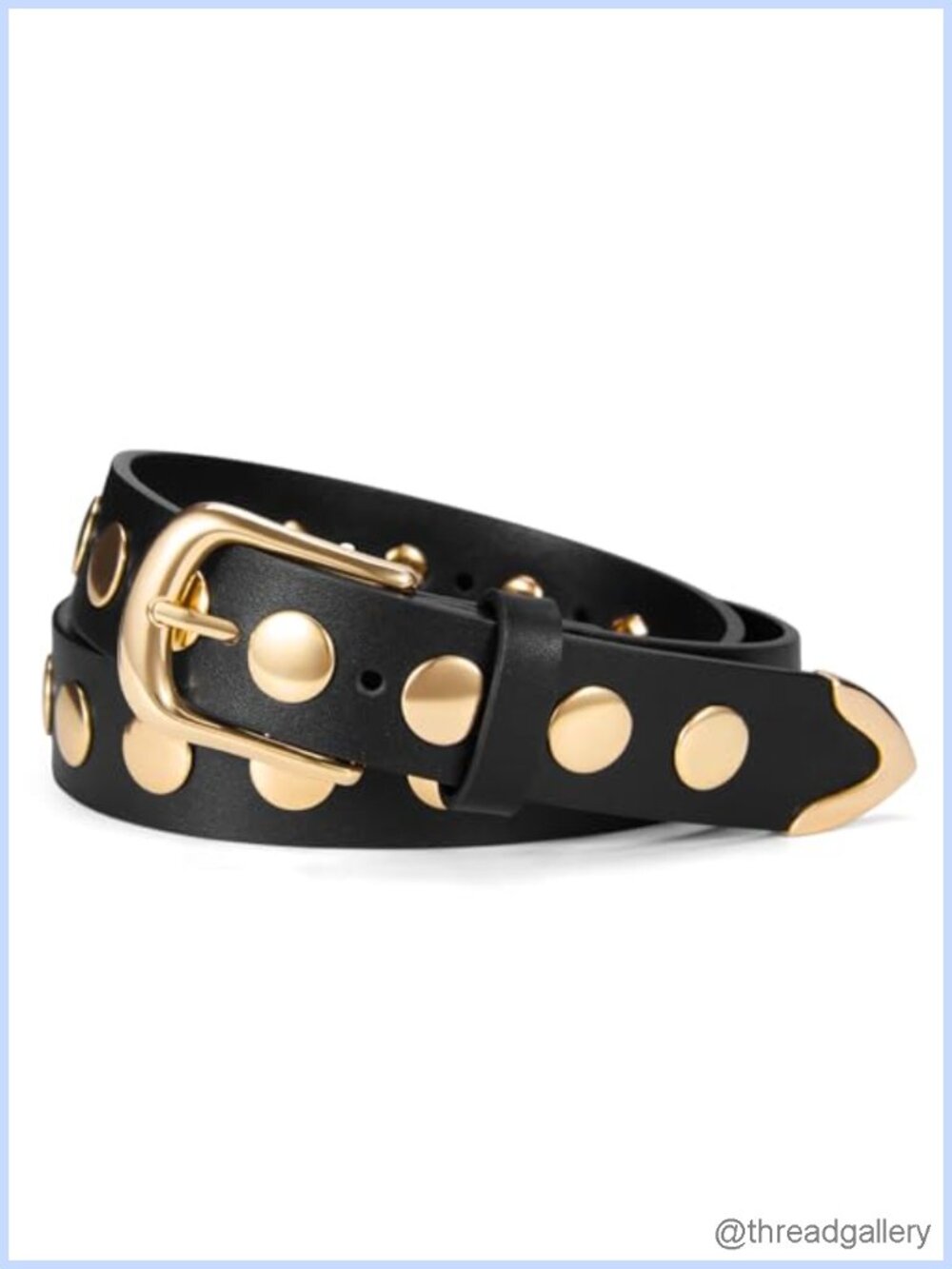 Women's PU Leather Belt Gold Buckle Fits Jeans Dresses Pants